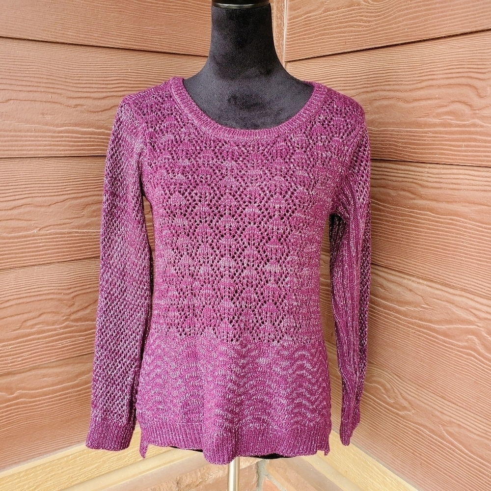 Maurices Women's Sparkly Soft Stretchy Purple Knit Sweater